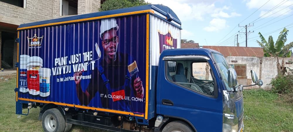 Branded paint delivery truck